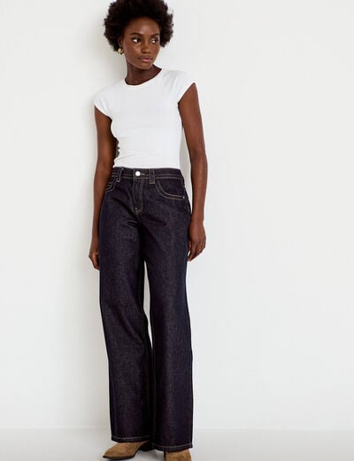 Jeans droit taille basse denim brut clean femme