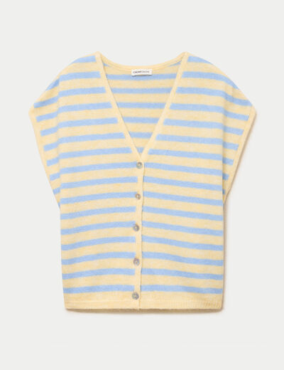 Gilet sans manches col v jaune femme