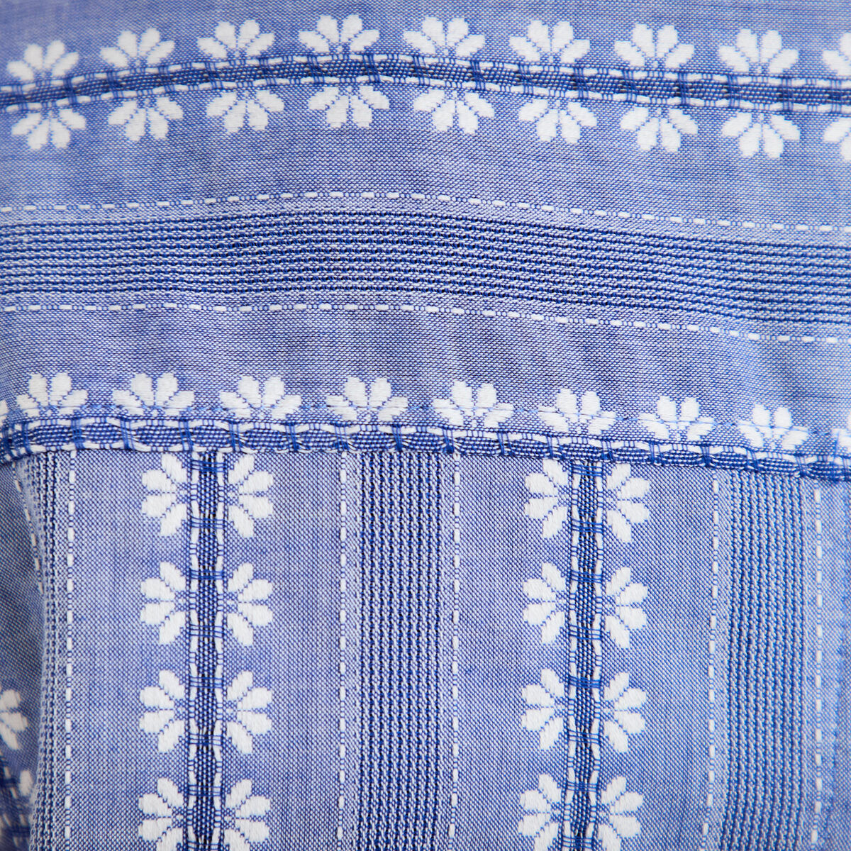 Chemise droite cropped col classique bleu gris femme
