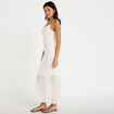 Robe longue droite col b&eacute;nitier dentelle ecru femme