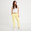 Pantalon chino 7/8&egrave;me jaune pastel femme