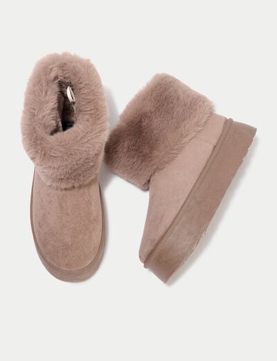 Bottines aspect daim beige femme