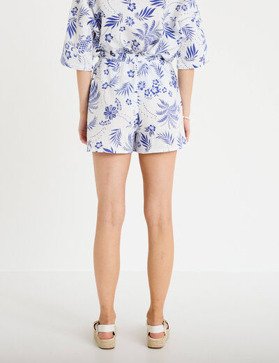 Short pliss&eacute; blanc femme