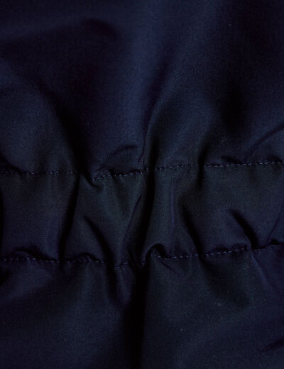 Parka &agrave; capuche fausse fourrure bleu marine femme