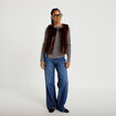 Gilet r&eacute;versible sans manches marron fonc&eacute; femme