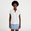 Blouse droite sans manches col rond blanc femme