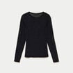 T-shirt ajust&eacute; col rond manches longues noir femme