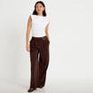 Pantalon bootcut avec ceinture marron fonc&eacute; femme