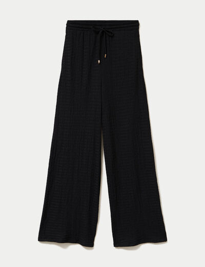 Pantalon large taille standard noir femme