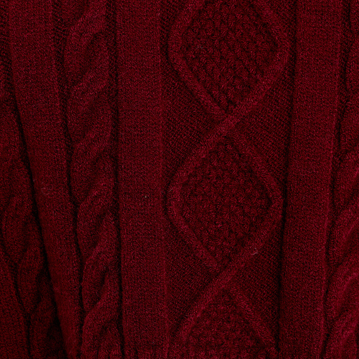 Pull avec torsades rouge fonc&eacute; femme