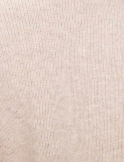 Gilet bouclette col rond manches longues beige femme