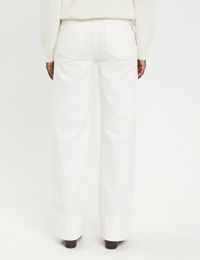 Jean wide leg taille standard denim blanc femme