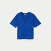 T-shirt col v manches courtes bleu electrique femme