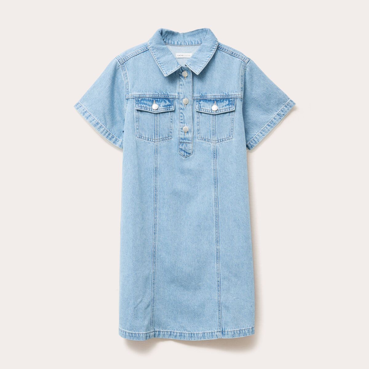 Robe droite en jean denim double stone femme