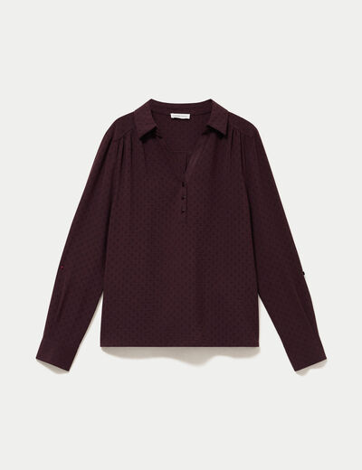 Blouse droite manches longues prune femme