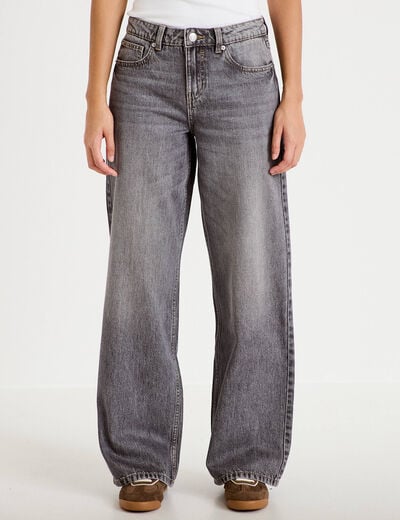 Jean wide leg taille basse denim gris femme