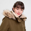 Parka &agrave; capuche fausse fourrure vert kaki femme
