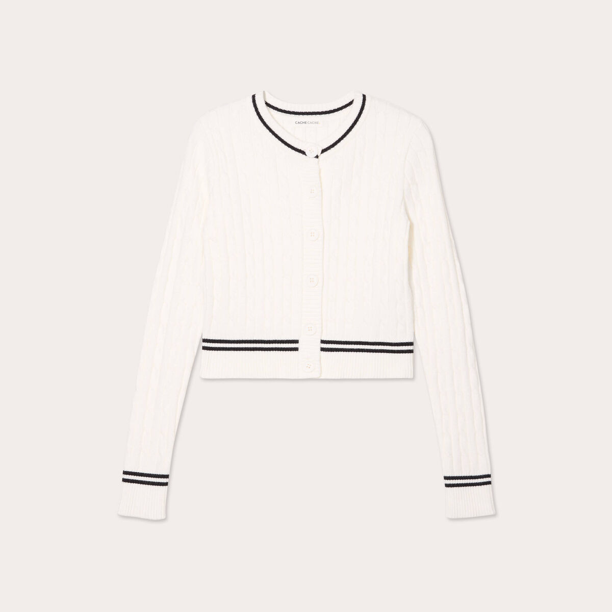 Gilet manches longues ajust&eacute; ecru femme