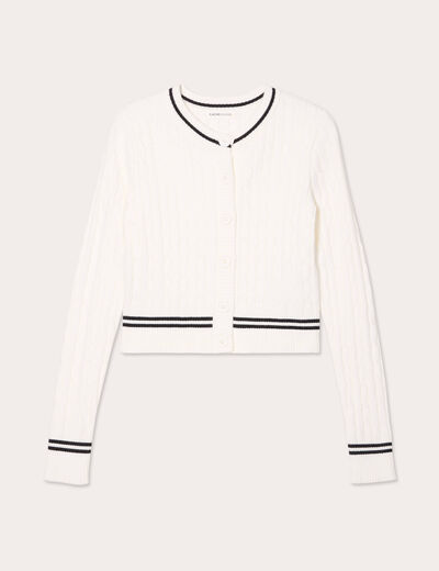 Gilet manches longues ajust&eacute; ecru femme