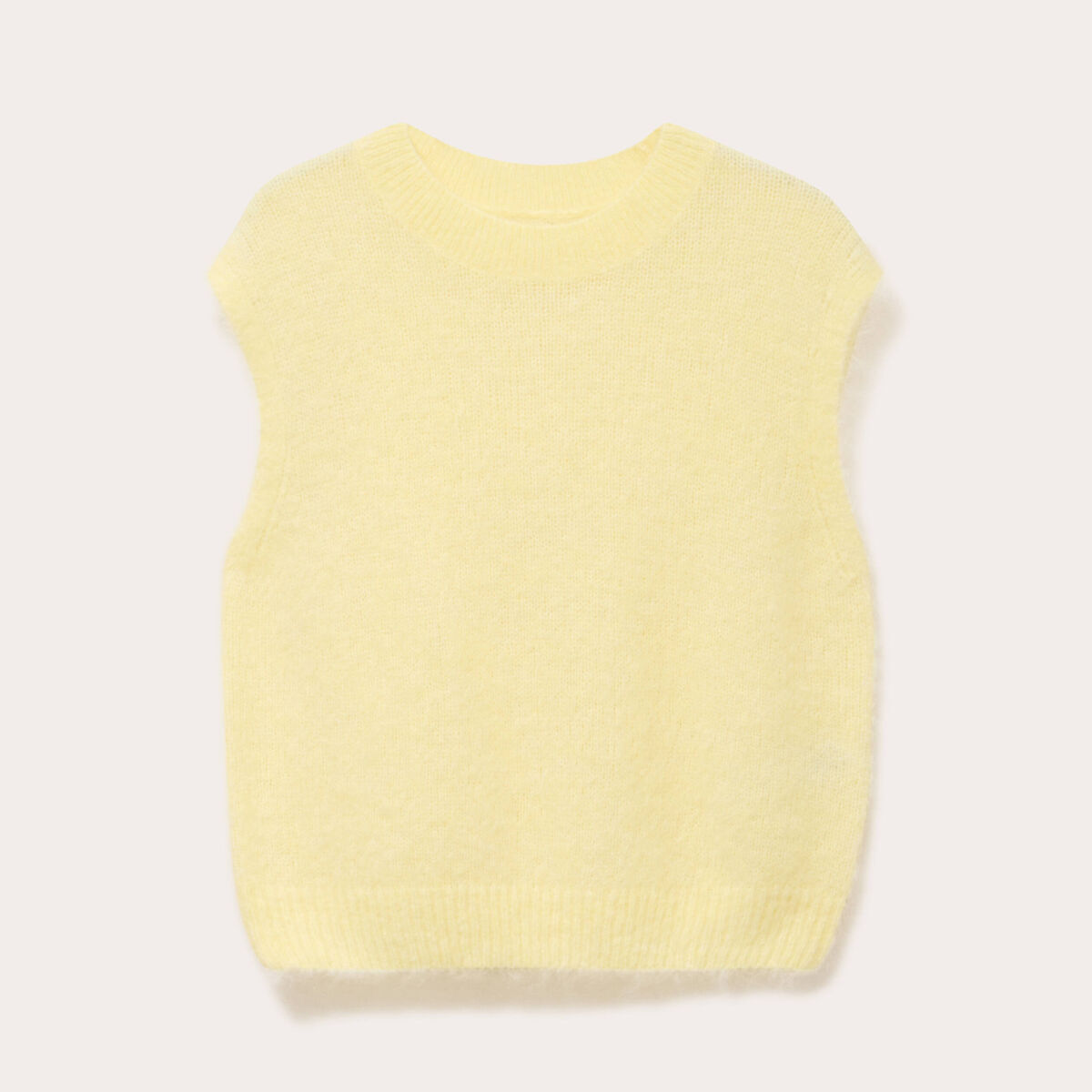 Pull sans manches jaune clair femme