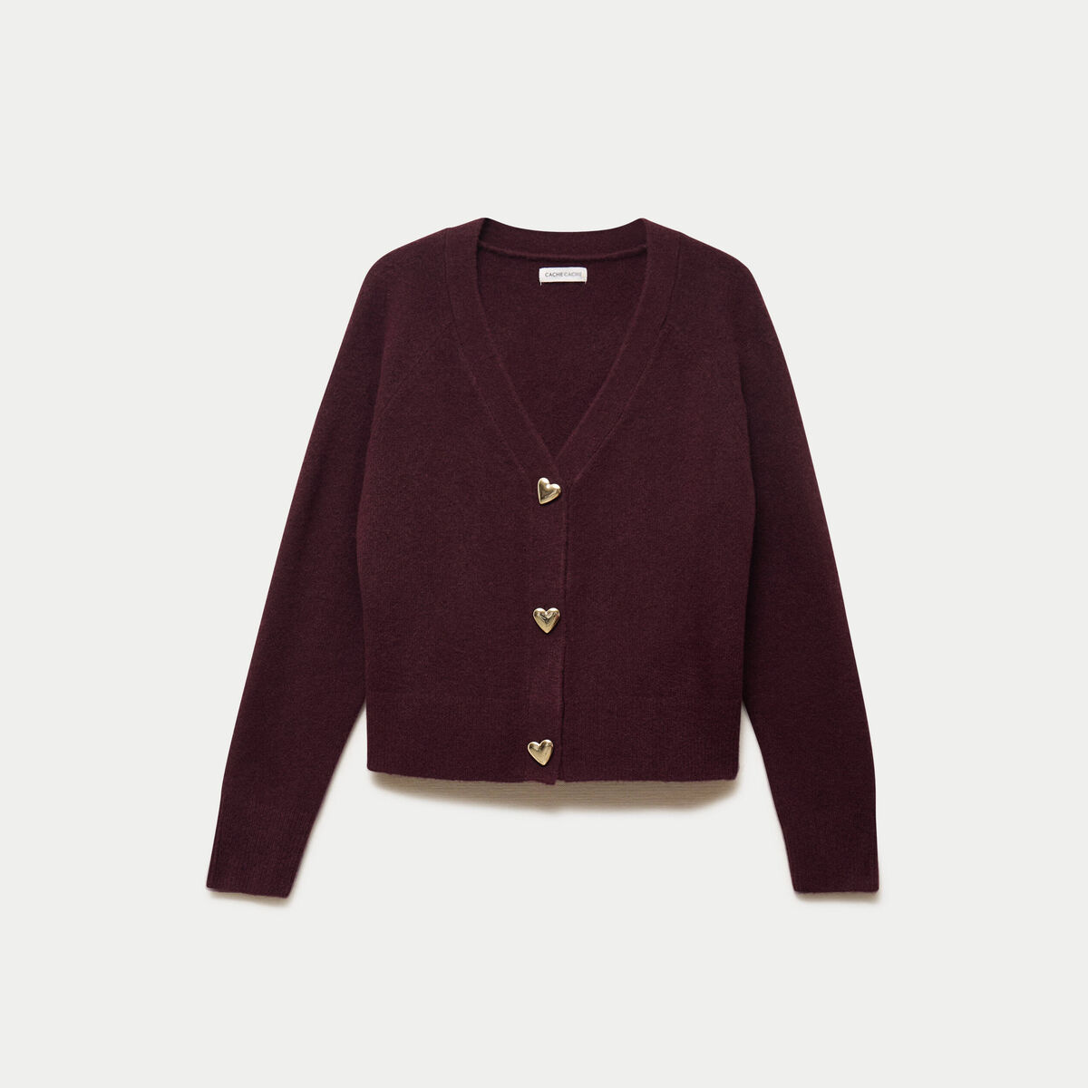 Gilet boutons coeur prune femme