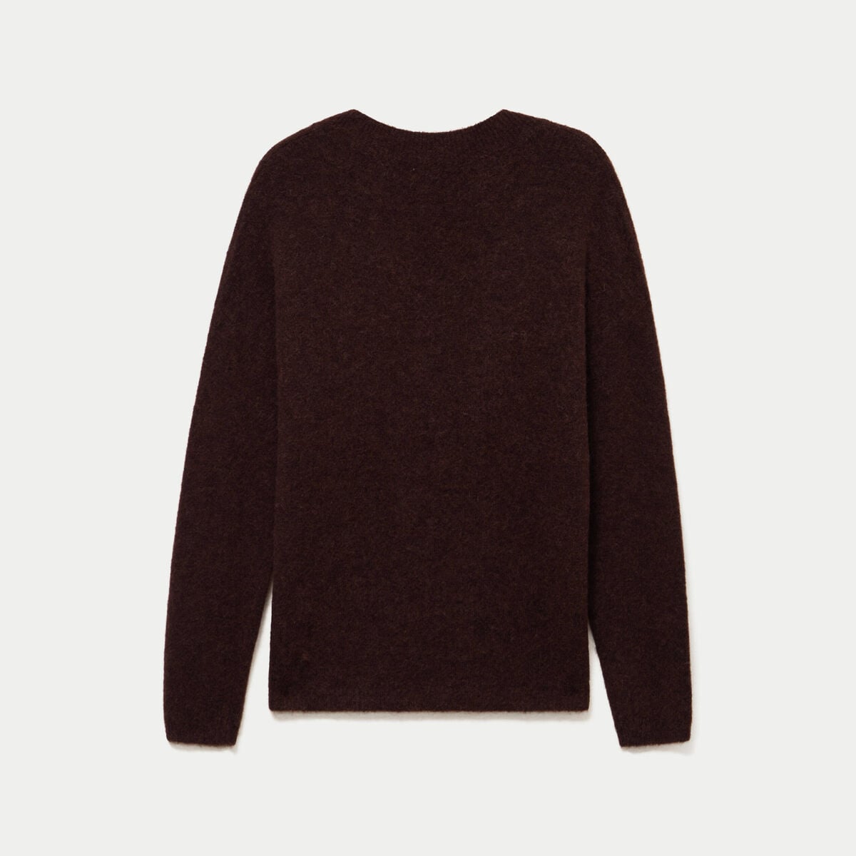 Pull col v manches longues marron fonc&eacute; femme