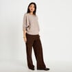 Pantalon bootcut taille standard velours marron fonc&eacute; femme
