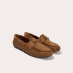 Chaussures bateau aspect daim beige femme