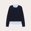 Pull chemise 2-en-1 bleu marine femme
