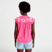 Blouse droite sans manches col v rose fushia femme