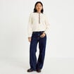 Gilet col rond manches longues ecru femme
