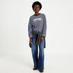 T-shirt col rond manches longues marron femme
