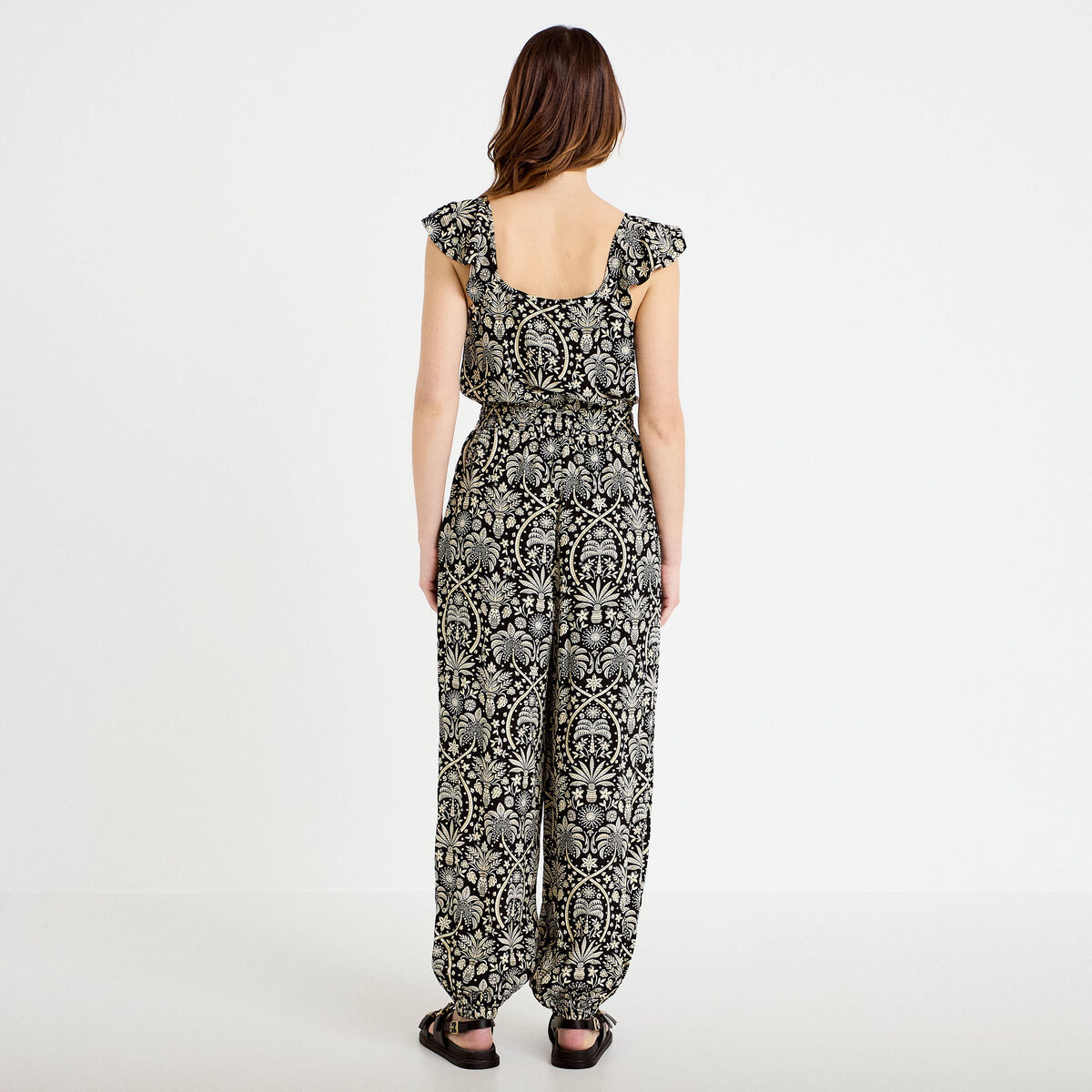 Combinaison sarouel fines bretelles noir femme