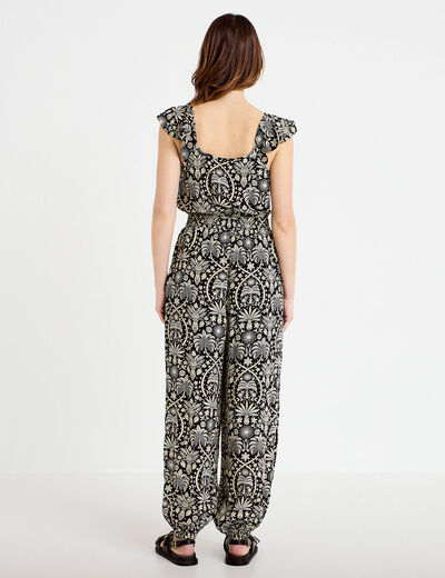Combinaison sarouel fines bretelles noir femme