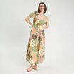 Robe longue &eacute;vas&eacute;e beige femme