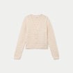 Gilet ajour&eacute; col v manches longues ecru femme