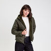 Parka r&eacute;versible &agrave; capuche vert kaki femme