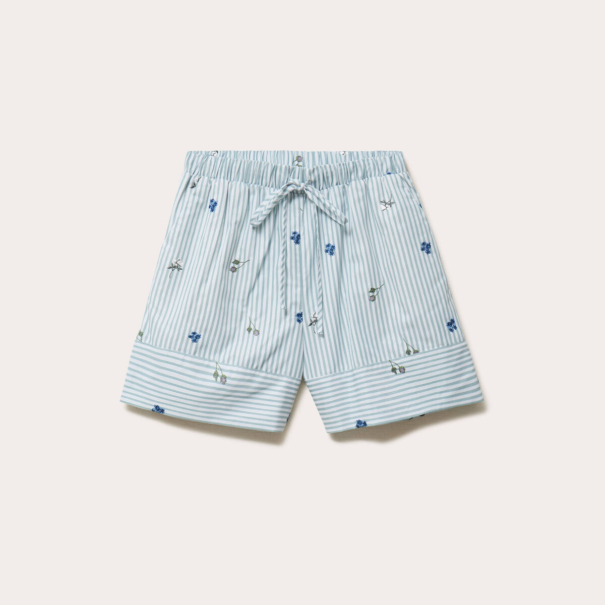 Short flare brod&eacute; Bridgerton bleu clair femme