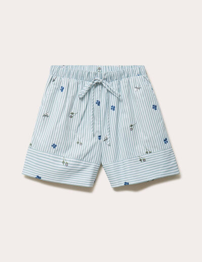 Short flare brod&eacute; Bridgerton bleu clair femme