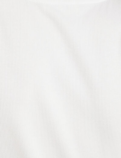 T-shirt c&ocirc;tel&eacute; ajust&eacute; manches courtes blanc femme