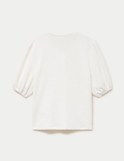 Blouse droite manches courtes ecru femme