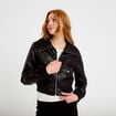 Bomber ajust&eacute; cropped similicuir noir femme