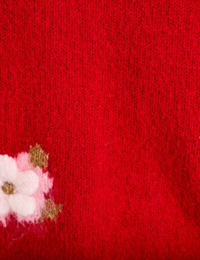 Pull ample col rond manches longues rouge femme