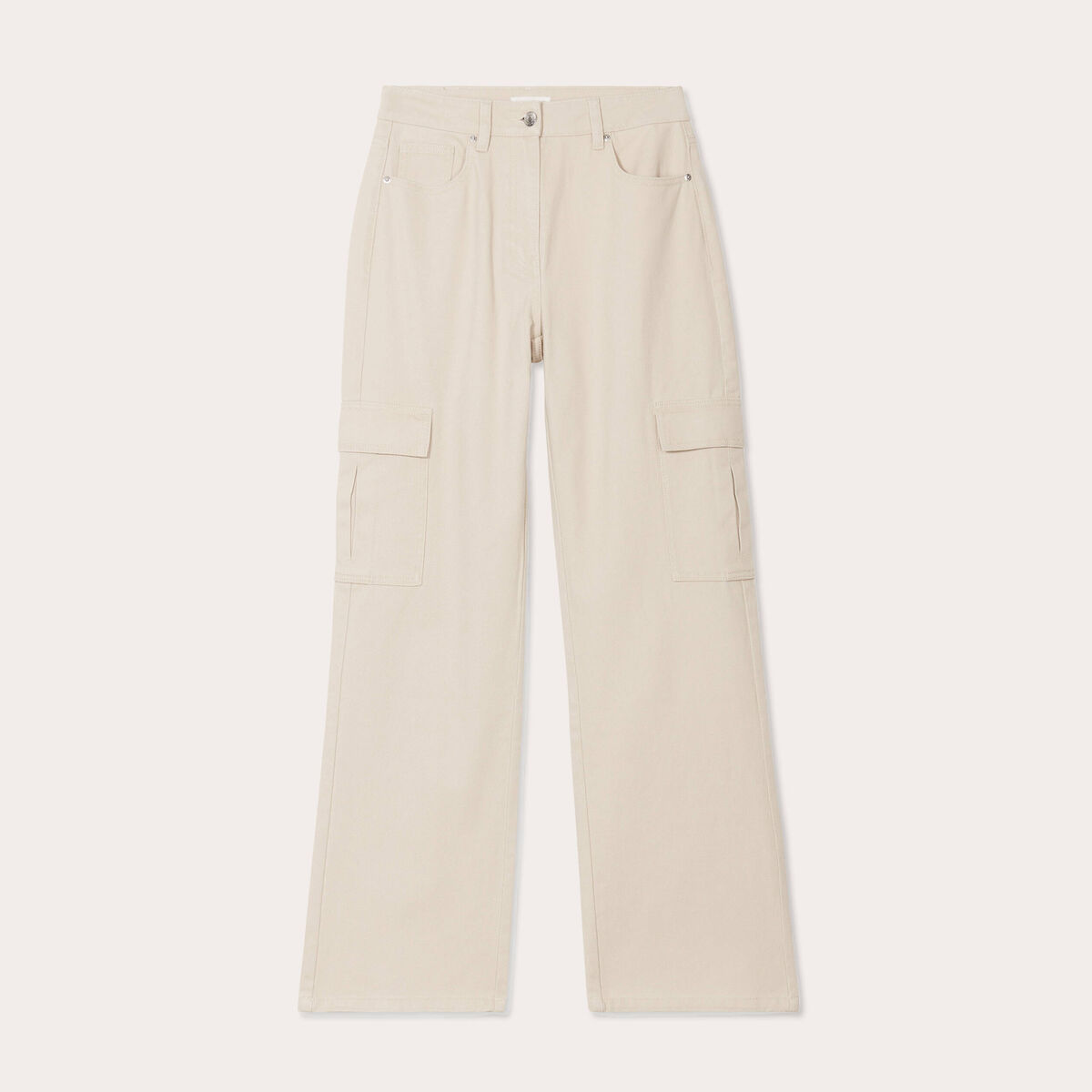 Jean large cargo ecru femme