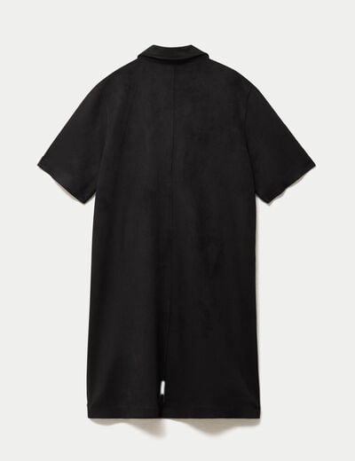 Robe droite 3/4 manches courtes daim noir femme