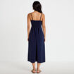 Robe longue &eacute;vas&eacute;e fendue bleu marine femme