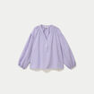 Blouse vichy brod&eacute;e violet femme