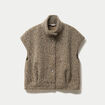 Veste sans manches col montant vert kaki femme
