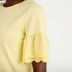 T-shirt broderie manches courtes jaune clair femme