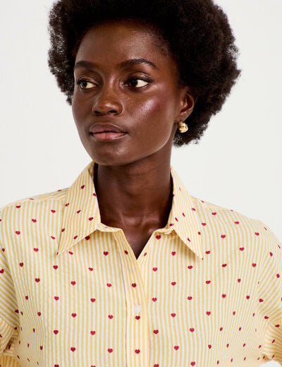 Chemise oversize manches longues jaune femme